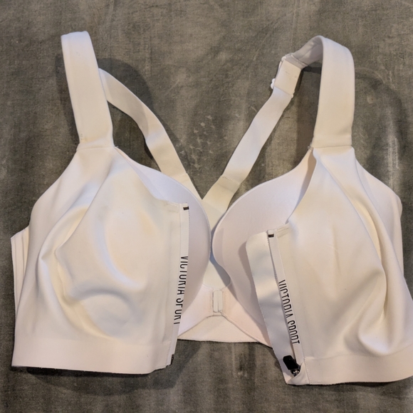Victoria's Secret Sport White Sports Bra ZipFront-Close Sports Bra 34DD White - Picture 6 of 6